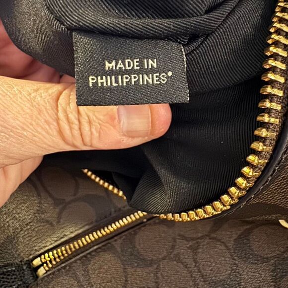 Coach Harley Hobo Shoulder Bag Brown Signature Canvas Black Leather Trim Gold - Picture 8 of 8